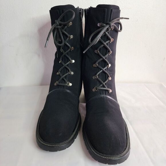 Stuart Weitzman Woman's Lace Up Combat Boots Black Size 9.5B Shoes Side Zip up - Picture 4 of 14